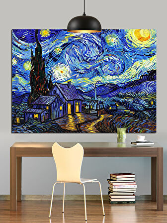 Yıldızlı Gece Van Gogh Dekoratif Kanvas - Mdf Ahşap Tablo