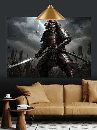 Kılıç Tutan Japon Samuray Dekoratif Kanvas - Mdf Ahşap Tablo
