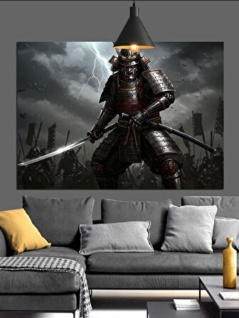 Kılıç Tutan Japon Samuray Dekoratif Kanvas - Mdf Ahşap Tablo