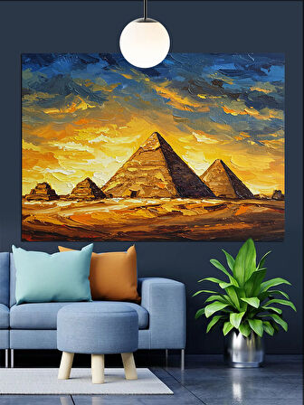 Güneş Altında Mısır Piramitleri Dekoratif Kanvas - Mdf Ahşap Tablo