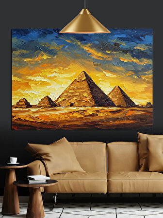 Güneş Altında Mısır Piramitleri Dekoratif Kanvas - Mdf Ahşap Tablo