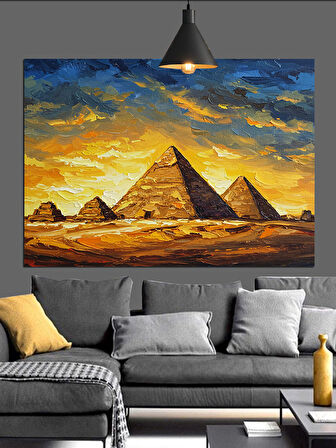 Güneş Altında Mısır Piramitleri Dekoratif Kanvas - Mdf Ahşap Tablo