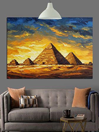 Güneş Altında Mısır Piramitleri Dekoratif Kanvas - Mdf Ahşap Tablo