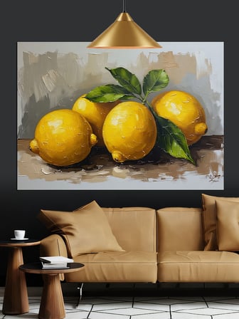 Masada Dört Sarı Limon Dekoratif Kanvas - Mdf Ahşap Tablo