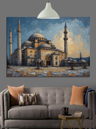 Tarihi Cami Manzarası Dekoratif Kanvas - Mdf Ahşap Tablo