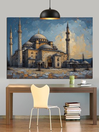 Tarihi Cami Manzarası Dekoratif Kanvas - Mdf Ahşap Tablo