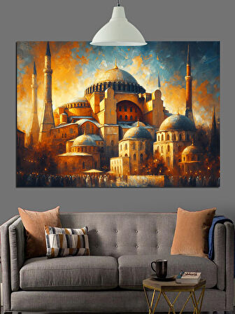 İstanbul Manzarası Tarihi Cami Dekoratif Kanvas - Mdf Ahşap Tablo