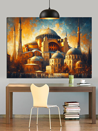 İstanbul Manzarası Tarihi Cami Dekoratif Kanvas - Mdf Ahşap Tablo