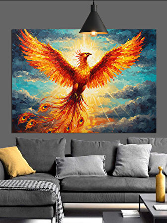 Kızıl Anka Kuşu Yükselişi Dekoratif Kanvas - Mdf Ahşap Tablo