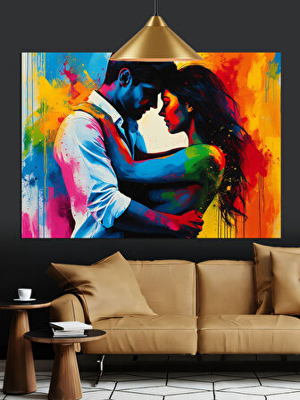 Aşk Romantik Çift Dekoratif Kanvas - Mdf Ahşap Tablo