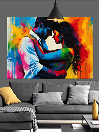 Aşk Romantik Çift Dekoratif Kanvas - Mdf Ahşap Tablo