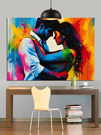 Aşk Romantik Çift Dekoratif Kanvas - Mdf Ahşap Tablo