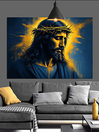 İsa Mesih Yüz Portresi Dekoratif Kanvas - Mdf Ahşap Tablo