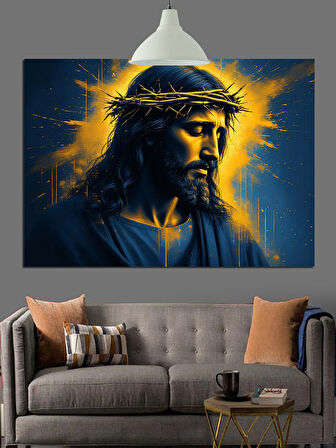 İsa Mesih Yüz Portresi Dekoratif Kanvas - Mdf Ahşap Tablo