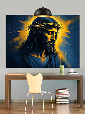 İsa Mesih Yüz Portresi Dekoratif Kanvas - Mdf Ahşap Tablo