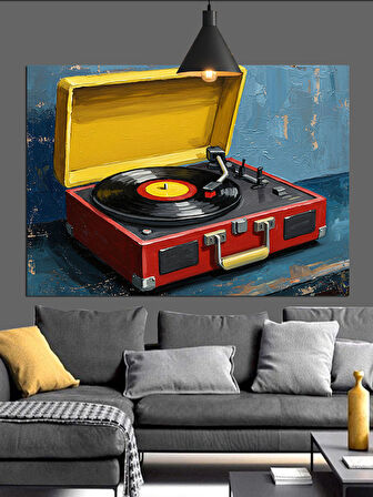 Eski Klasik Pikap Çalar Açık Kutusu Dekoratif Kanvas - Mdf Ahşap Tablo