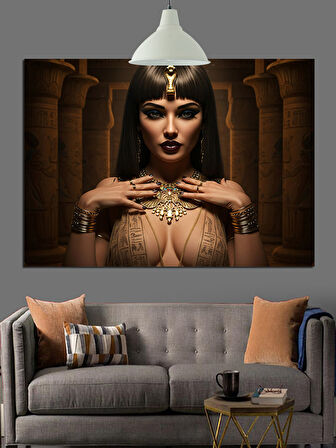 Gizemli Kadın Altın Takılar Dekoratif Kanvas - Mdf Ahşap Tablo