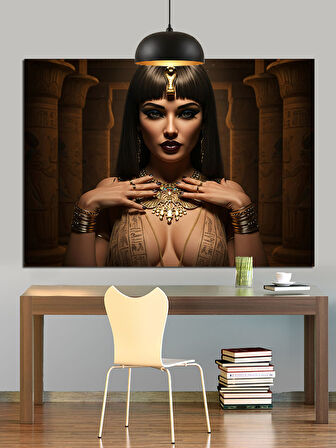 Gizemli Kadın Altın Takılar Dekoratif Kanvas - Mdf Ahşap Tablo