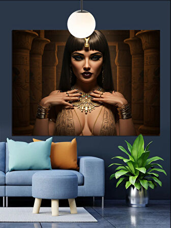 Gizemli Kadın Altın Takılar Dekoratif Kanvas - Mdf Ahşap Tablo