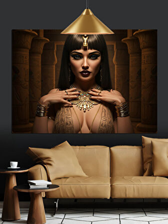 Gizemli Kadın Altın Takılar Dekoratif Kanvas - Mdf Ahşap Tablo