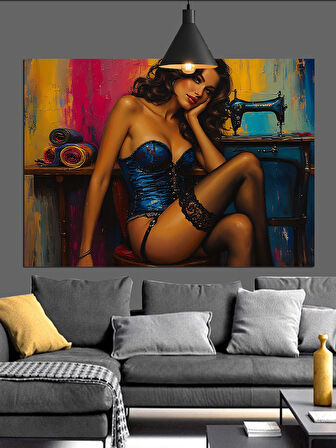Çekici Kadın İç Çamaşırı Dekoratif Kanvas - Mdf Ahşap Tablo