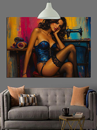 Çekici Kadın İç Çamaşırı Dekoratif Kanvas - Mdf Ahşap Tablo