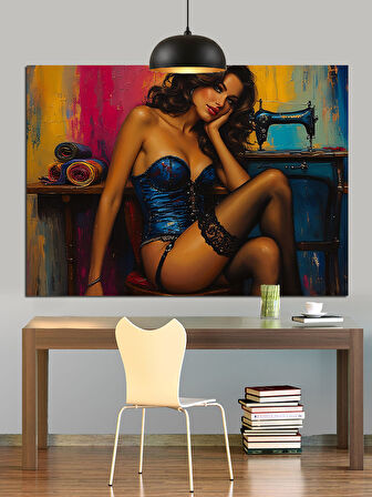 Çekici Kadın İç Çamaşırı Dekoratif Kanvas - Mdf Ahşap Tablo