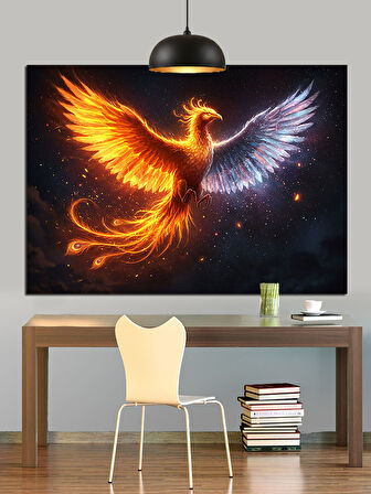 Anka Kuşu Yükselen Alev Dekoratif Kanvas - Mdf Ahşap Tablo