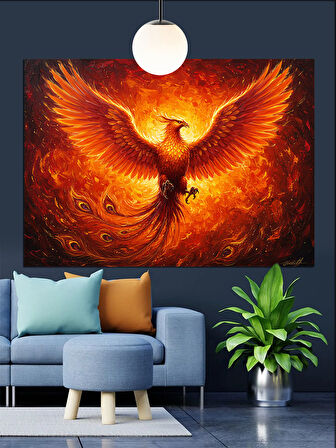 Anka Kuşu Alev  Dekoratif Kanvas - Mdf Ahşap Tablo