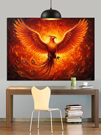 Anka Kuşu Alev  Dekoratif Kanvas - Mdf Ahşap Tablo