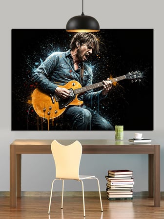 Gitar Çalan Adam Müzik Dekoratif Kanvas - Mdf Ahşap Tablo