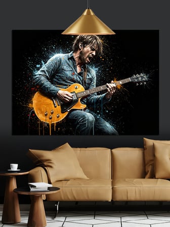 Gitar Çalan Adam Müzik Dekoratif Kanvas - Mdf Ahşap Tablo