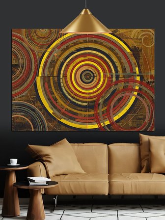 Spiral Soyut Desen Kahverengi Dekoratif Kanvas - Mdf Ahşap Tablo