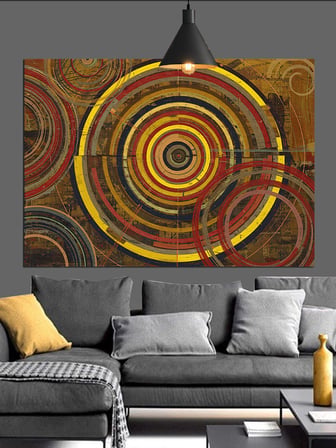 Spiral Soyut Desen Kahverengi Dekoratif Kanvas - Mdf Ahşap Tablo