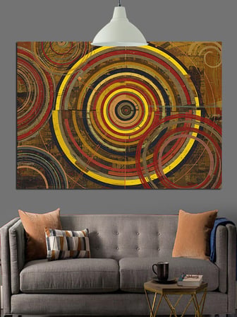Spiral Soyut Desen Kahverengi Dekoratif Kanvas - Mdf Ahşap Tablo