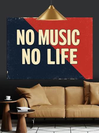 "Müzik Yok Hayat Yok" Slogan Dekoratif Kanvas - Mdf Ahşap Tablo