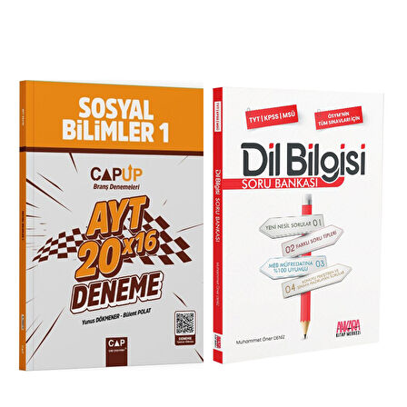 Çap Yayınları AYT Sosyal Bilimler 1 20 X 16 Up Deneme ve AKM Dil Bilgisi Soru Bankası Seti 2 Kitap
