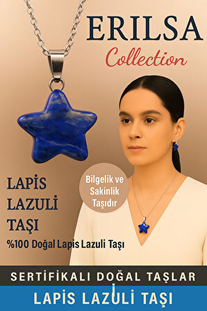 Sertifikalı Yıldız Model Lapis Lazuli Kolye Bilgelik ve Sakinlik Veren Doğal Taş