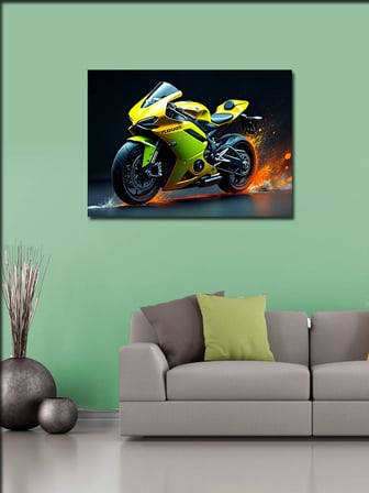 Kanvas Tablo Sarı Spor Motosiklet Tasarımı 50cmx70cm
