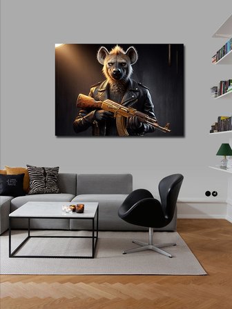 Kanvas Tablo Silahlı Sırtlan Figürü 50cmx70cm