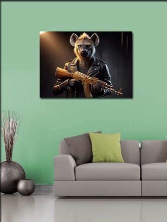 Kanvas Tablo Silahlı Sırtlan Figürü 50cmx70cm