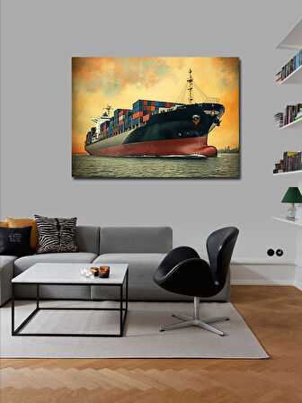 Kanvas Tablo Yüzen Yük Gemisi 50cmx70cm