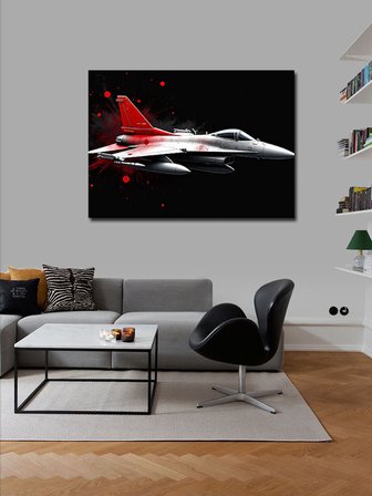 Kanvas Tablo Kırmızı Jet Uçağı Aksiyonu 50cmx70cm
