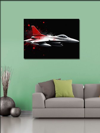 Kanvas Tablo Kırmızı Jet Uçağı Aksiyonu 50cmx70cm