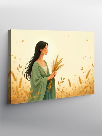 Kanvas Tablo Tarlada Kadın Figürü 50cmx70cm