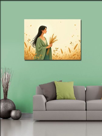 Kanvas Tablo Tarlada Kadın Figürü 50cmx70cm