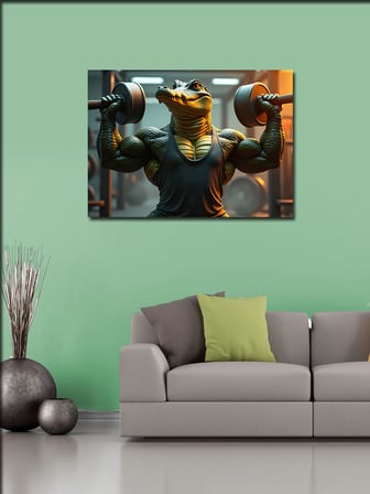 Kanvas Tablo Halter Kaldıran Timsah Figürü 50cmx70cm