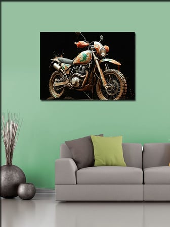 Kanvas Tablo Vintage Motosiklet Tasarımı 50cmx70cm