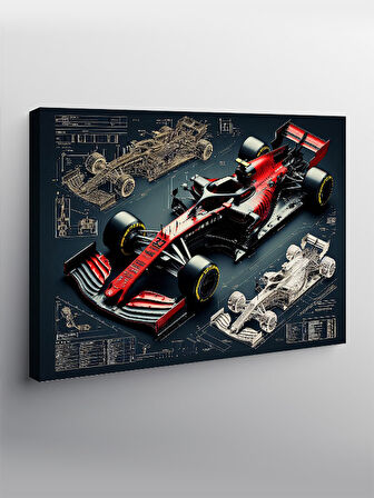 Kanvas Tablo Formula 1 Araç Teknik Çizimi 50cmx70cm