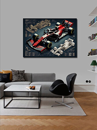 Kanvas Tablo Formula 1 Araç Teknik Çizimi 50cmx70cm